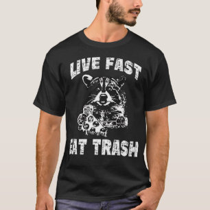 Live Fast Eat Trash Funny Racoon Vintage Camping T-Shirt