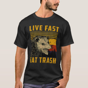 Live Fast Eat Trash  Racoon Camping Or Hiking T-Shirt