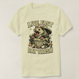 “Live Fast Eat Trash” Rebel Racoon design T-Shirt