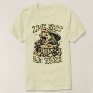 “Live Fast Eat Trash” Rebel Racoon design T-Shirt