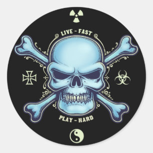 Live Fast, Play Hard Classic Round Sticker
