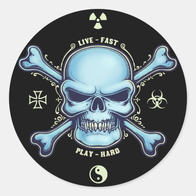 Live Fast, Play Hard Classic Round Sticker (Front)