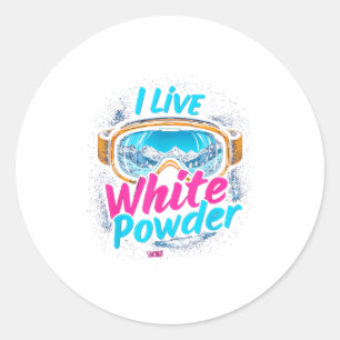 Live for white powder skiing snowboarding goggles classic round sticker