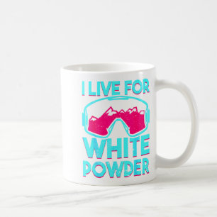 Live for white powder with vintage snowboard coffee mug