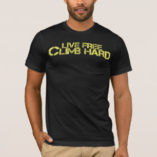Live Free Climb Hard-yellow-logo T-Shirt