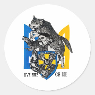 Live-free Or Die Cossack Warrior Ukraine Flag Classic Round Sticker