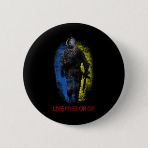 Live-free Or Die Cossack Warrior Ukraine Flag Cost 6 Cm Round Badge