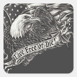Live Free or Die Eagle Square Sticker