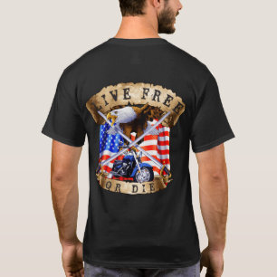 Live Free or Die, Motorcycle Patriot, Eagle, T-Shirt
