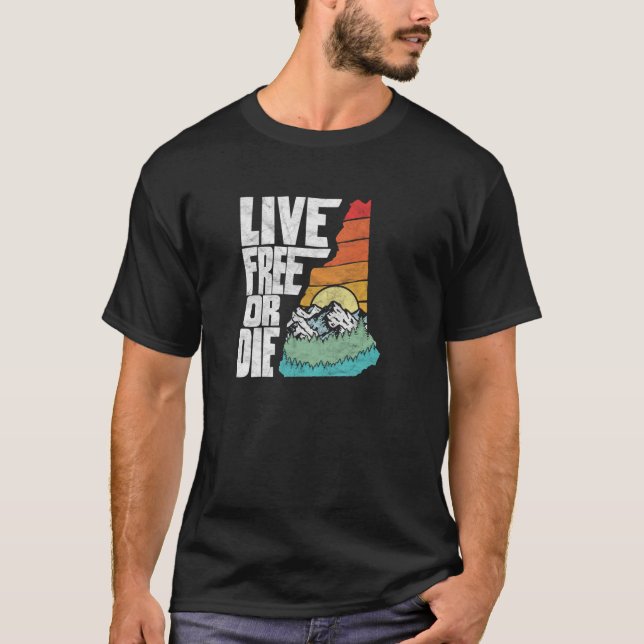 Live Free or Die Retro New Hampshire Nature  Pullo T-Shirt (Front)