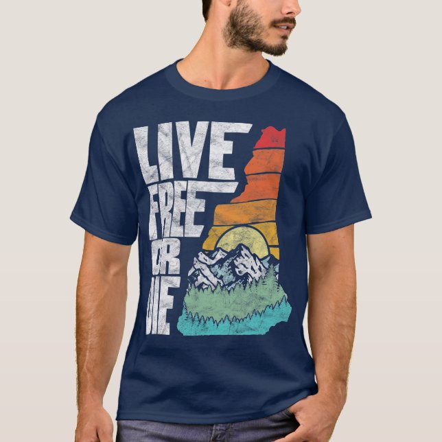 Live Free or Die Retro New Hampshire Nature T-Shirt (Front)