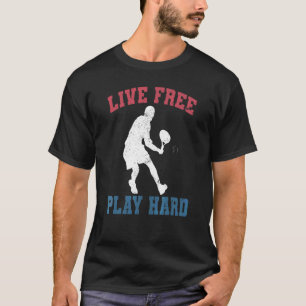 Live Free Play Hard   Tennis Player Coach Joke Gra T-Shirt
