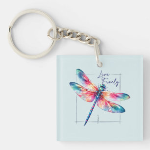 Live Freely - Artistic Dragonfly Key Ring