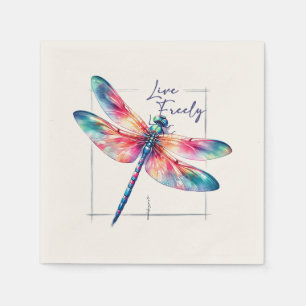 Live Freely - Artistic Dragonfly Napkin
