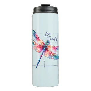 Live Freely - Artistic Dragonfly Thermal Tumbler