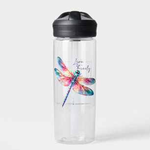 Live Freely - Artistic Dragonfly Water Bottle
