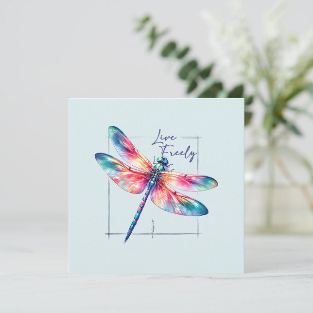 Live Freely - Dragonfly Colourful Inspirational (Standing Front)