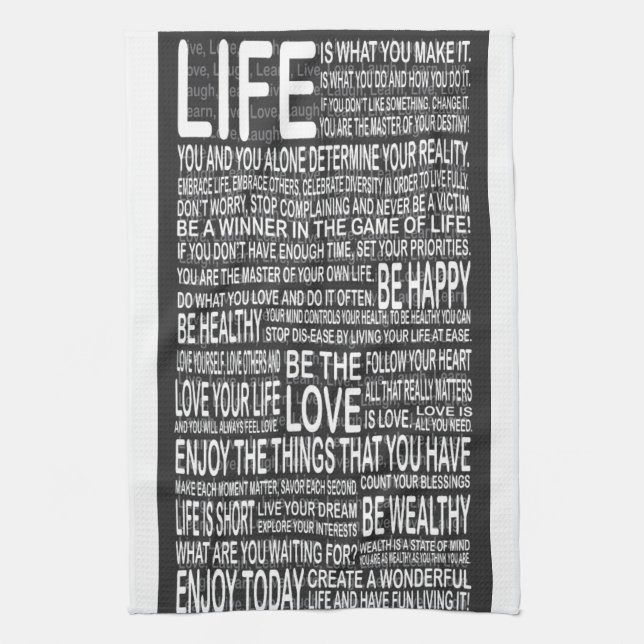 Live fully, Live love laugh learn, motivational po Tea Towel (Vertical)