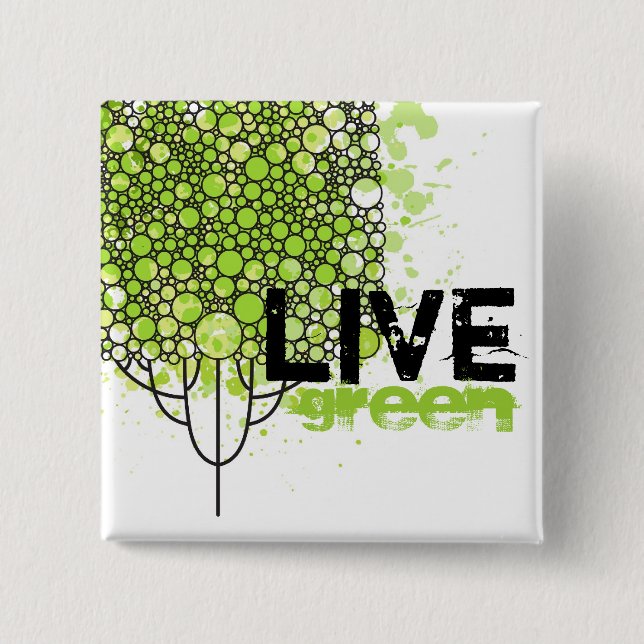 Live Green 15 Cm Square Badge (Front)
