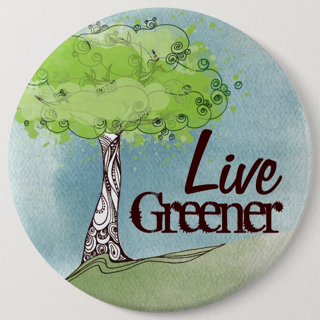 Live Green 6 Cm Round Badge (Front)