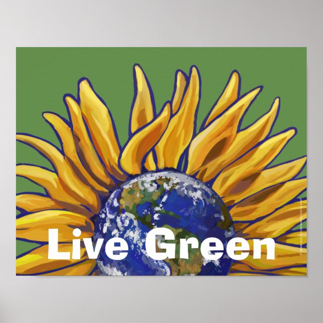 Live Green Earth Sunflower Poster (Front)