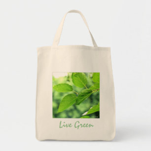 'Live Green' Organic Canvas Grocery Tote Bag