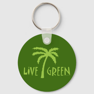 Live Green Palm Tree Environmental Key Ring