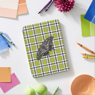 Live Green Plaid Butterfly iPad Case HAMbyWG