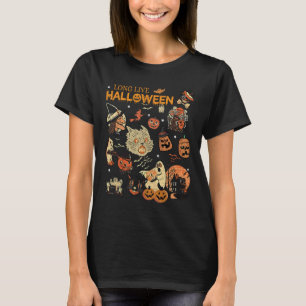 Live Halloween Vintage Pumpkin Witch Ghost Black C T-Shirt
