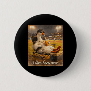 Live Here Funny Goose Ballfield Baseball Softball 6 Cm Round Badge