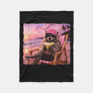 Live here racoon summer vibes feral girl summer fleece blanket