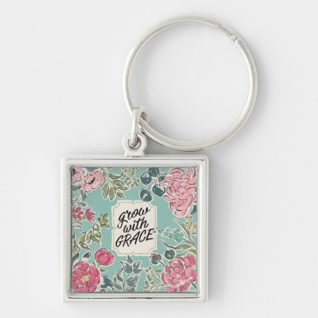 Live in Bloom | Grow With Grace Key Ring (Front)