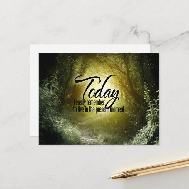 "Live in the present" Motivation Affirmation Postcard (Front/Back In Situ)