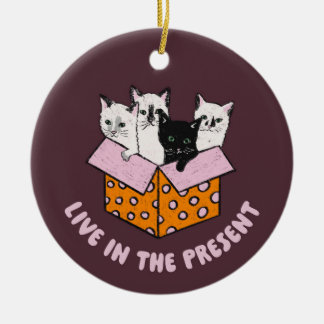 "Live in the present" Sunset Park Cats ornament