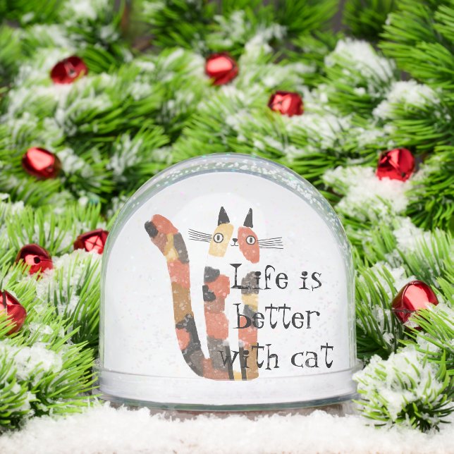 Live Is Better With Cat – Cute Cat Lover Gift  Snowglobe (Christmas)