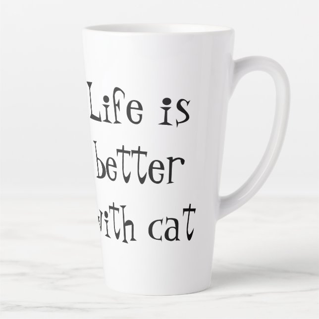 Live Is Better With Cats Latte Mug – Cat Lover  (Right)