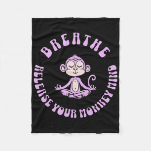 Live It Designs Breathe Yoga Meditating Chimp, Mon Fleece Blanket