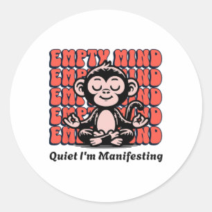 Live It Designs Funny Manifesting Monkey, Beginner Classic Round Sticker