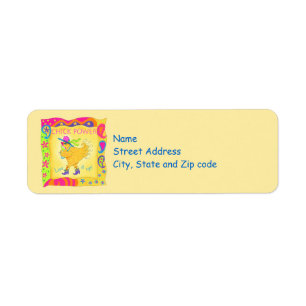 Live It Up Chick Power Yellow Whimsy Address Label Return Address Label
