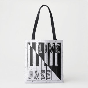 Live Jazz Calligraphy Illusion Logo Lettering with Tote Bag