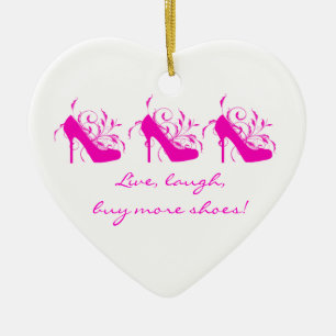 Live, Laugh, Buy More Shoes Heart Ornament