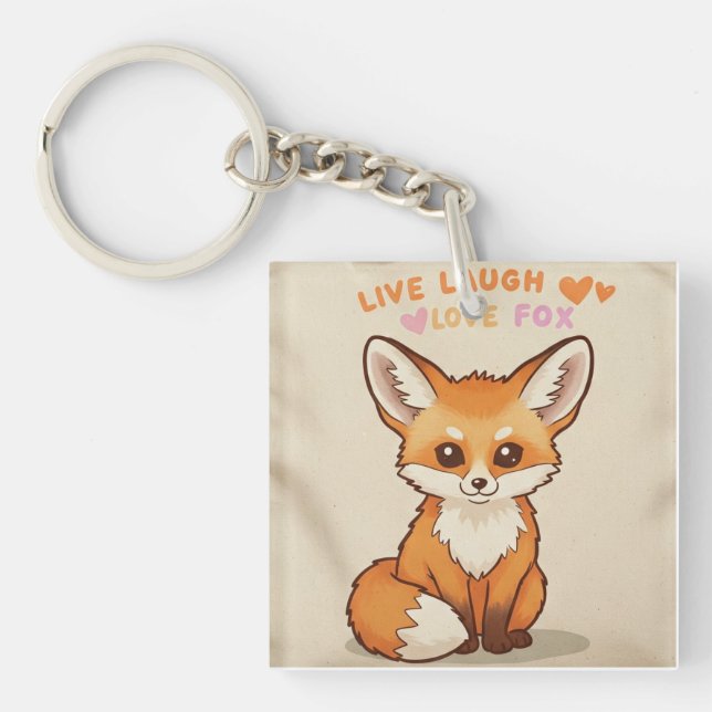 Live Laugh cute fox Key Ring (Front)