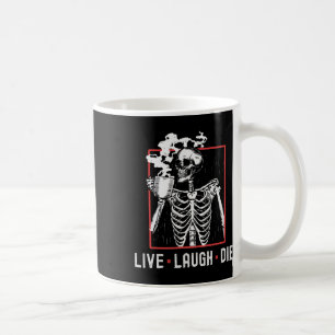 Live Laugh Die Funny Halloween Coffee Skeleton Dad Mug