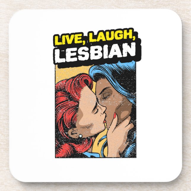 Live Laugh Lesbian Coaster (Front)