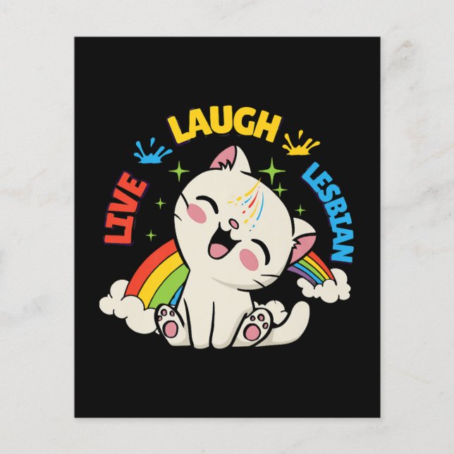 Live Laugh Lesbian Flag Rainbow Cat Pride Month Ki (Front)