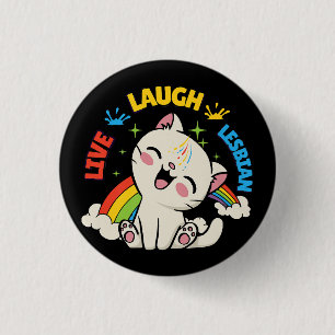 Live Laugh Lesbian Flag Rainbow Cat Pride Month Ki 3 Cm Round Badge