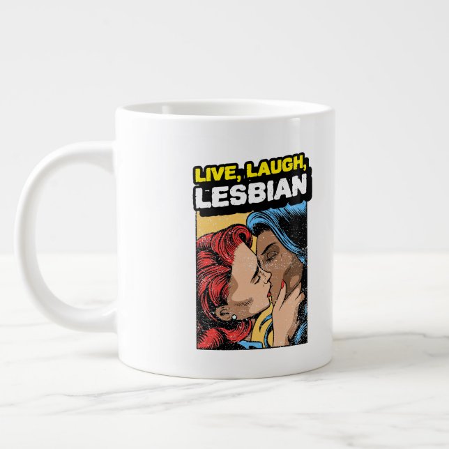 Live Laugh Lesbian Large Coffee Mug (Left)