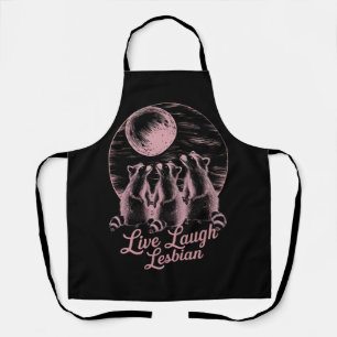 Live Laugh Lesbian Racoon Lesbian LGBTQ Pride Apron