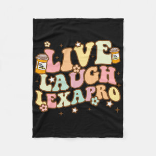 Live Laugh Lexapro Groovy Mental Health Awareness Fleece Blanket