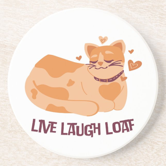 Live Laugh Loaf Cat Coasters (Front)